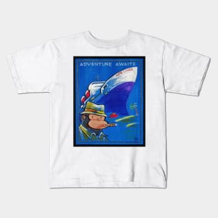 Adventure Awaits Steamship Ape Kids T-Shirt